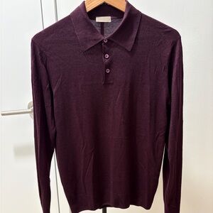 Cruciani Fine-Knit Long-Sleeved Polo Shirt